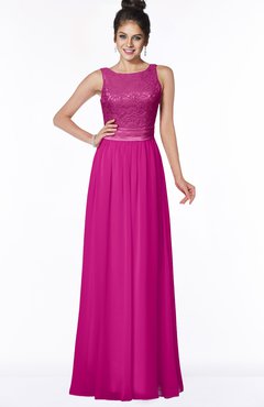 ColsBM Juliet Hot Pink Elegant A-line Chiffon Floor Length Lace Bridesmaid Dresses