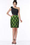 ColsBM Ariah Classic Green Elegant One Shoulder Sleeveless Zip up Satin Knee Length Bridesmaid Dresses