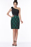 ColsBM Ariah Pepper Green Elegant One Shoulder Sleeveless Zip up Satin Knee Length Bridesmaid Dresses