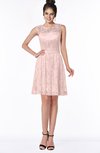 ColsBM Mariana Pastel Pink Romantic Scoop Zip up Satin Knee Length Bridesmaid Dresses