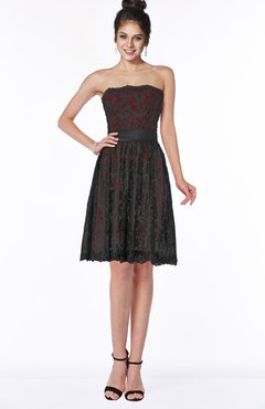 ColsBM Kenya Maroon Romantic A-line Strapless Sleeveless Knee Length Bridesmaid Dresses