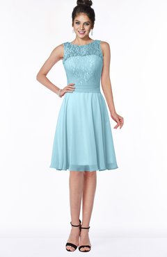 ColsBM Helen Aqua Glamorous A-line Scoop Zip up Chiffon Sash Bridesmaid Dresses