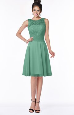 ColsBM Helen Beryl Green Glamorous A-line Scoop Zip up Chiffon Sash Bridesmaid Dresses