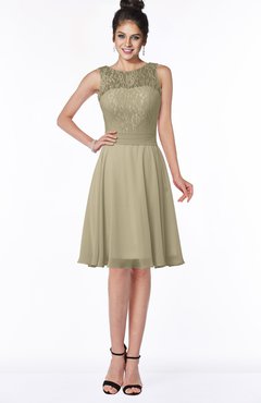 ColsBM Helen Candied Ginger Glamorous A-line Scoop Zip up Chiffon Sash Bridesmaid Dresses