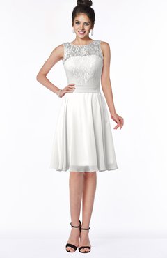ColsBM Helen Cloud White Glamorous A-line Scoop Zip up Chiffon Sash Bridesmaid Dresses