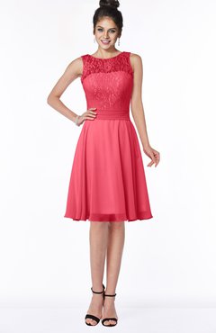 ColsBM Helen Guava Glamorous A-line Scoop Zip up Chiffon Sash Bridesmaid Dresses