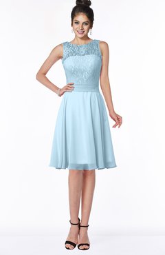 ColsBM Helen Ice Blue Glamorous A-line Scoop Zip up Chiffon Sash Bridesmaid Dresses