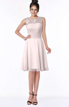 ColsBM Helen Light Pink Glamorous A-line Scoop Zip up Chiffon Sash Bridesmaid Dresses