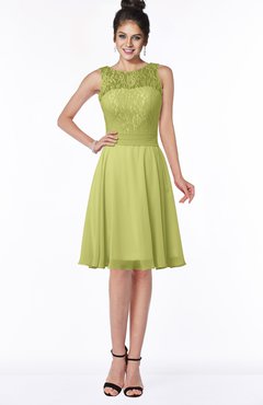 ColsBM Helen Linden Green Glamorous A-line Scoop Zip up Chiffon Sash Bridesmaid Dresses