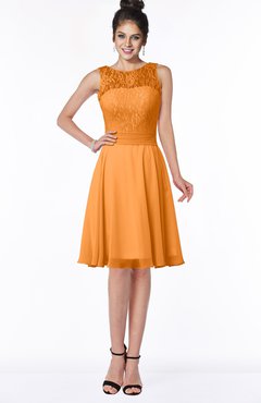 ColsBM Helen Orange Glamorous A-line Scoop Zip up Chiffon Sash Bridesmaid Dresses