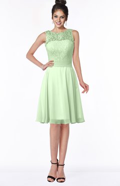 ColsBM Helen Pale Green Glamorous A-line Scoop Zip up Chiffon Sash Bridesmaid Dresses