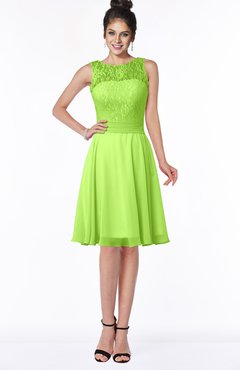 ColsBM Helen Sharp Green Glamorous A-line Scoop Zip up Chiffon Sash Bridesmaid Dresses