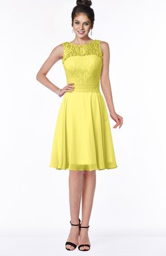 ColsBM Helen Yellow Iris Glamorous A-line Scoop Zip up Chiffon Sash Bridesmaid Dresses