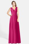 ColsBM Ciara Beetroot Purple Romantic A-line V-neck Zip up Chiffon Bridesmaid Dresses