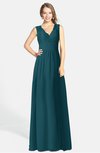 ColsBM Ciara Blue Green Romantic A-line V-neck Zip up Chiffon Bridesmaid Dresses