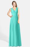 ColsBM Ciara Blue Turquoise Romantic A-line V-neck Zip up Chiffon Bridesmaid Dresses
