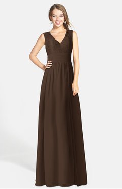 ColsBM Ciara Copper Romantic A-line V-neck Zip up Chiffon Bridesmaid Dresses