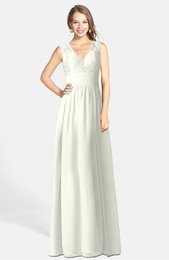 ColsBM Ciara Cream Romantic A-line V-neck Zip up Chiffon Bridesmaid Dresses