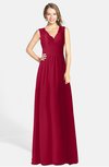 ColsBM Ciara Dark Red Romantic A-line V-neck Zip up Chiffon Bridesmaid Dresses