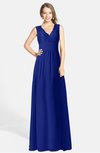 ColsBM Ciara Electric Blue Romantic A-line V-neck Zip up Chiffon Bridesmaid Dresses