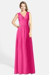 ColsBM Ciara Fandango Pink Romantic A-line V-neck Zip up Chiffon Bridesmaid Dresses