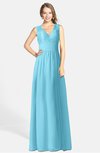 ColsBM Ciara Light Blue Romantic A-line V-neck Zip up Chiffon Bridesmaid Dresses