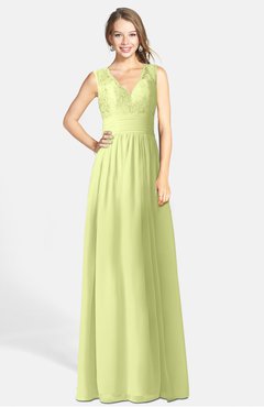 ColsBM Ciara Lime Sherbet Romantic A-line V-neck Zip up Chiffon Bridesmaid Dresses
