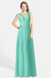 ColsBM Ciara Mint Green Romantic A-line V-neck Zip up Chiffon Bridesmaid Dresses
