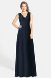 ColsBM Ciara Navy Blue Romantic A-line V-neck Zip up Chiffon Bridesmaid Dresses