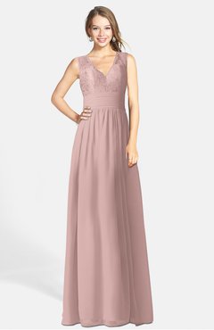ColsBM Ciara Nectar Pink Romantic A-line V-neck Zip up Chiffon Bridesmaid Dresses