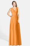 ColsBM Ciara Orange Romantic A-line V-neck Zip up Chiffon Bridesmaid Dresses