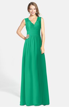 ColsBM Ciara Pepper Green Romantic A-line V-neck Zip up Chiffon Bridesmaid Dresses