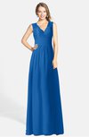 ColsBM Ciara Royal Blue Romantic A-line V-neck Zip up Chiffon Bridesmaid Dresses