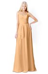 ColsBM Kaelyn Apricot Modest Trumpet Elbow Length Sleeve Zip up Chiffon Floor Length Bridesmaid Dresses