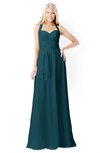 ColsBM Kaelyn Blue Green Modest Trumpet Elbow Length Sleeve Zip up Chiffon Floor Length Bridesmaid Dresses