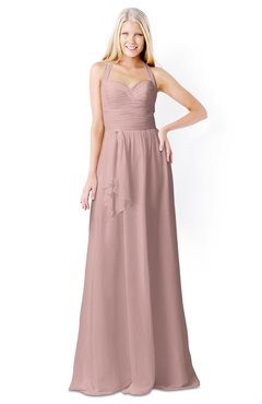 ColsBM Kaelyn Blush Pink Modest Trumpet Elbow Length Sleeve Zip up Chiffon Floor Length Bridesmaid Dresses