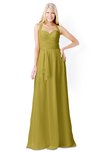 ColsBM Kaelyn Golden Olive Modest Trumpet Elbow Length Sleeve Zip up Chiffon Floor Length Bridesmaid Dresses