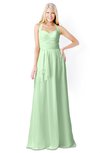 ColsBM Kaelyn Light Green Modest Trumpet Elbow Length Sleeve Zip up Chiffon Floor Length Bridesmaid Dresses