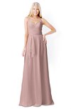 ColsBM Kaelyn Nectar Pink Modest Trumpet Elbow Length Sleeve Zip up Chiffon Floor Length Bridesmaid Dresses