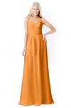 ColsBM Kaelyn Orange Modest Trumpet Elbow Length Sleeve Zip up Chiffon Floor Length Bridesmaid Dresses