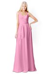 ColsBM Kaelyn Pink Modest Trumpet Elbow Length Sleeve Zip up Chiffon Floor Length Bridesmaid Dresses