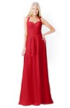 ColsBM Kaelyn Red Modest Trumpet Elbow Length Sleeve Zip up Chiffon Floor Length Bridesmaid Dresses