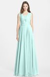 ColsBM Nala Blue Glass Simple Wide Square Sleeveless Zip up Chiffon Floor Length Bridesmaid Dresses