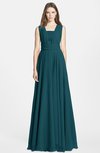ColsBM Nala Blue Green Simple Wide Square Sleeveless Zip up Chiffon Floor Length Bridesmaid Dresses