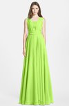 ColsBM Nala Bright Green Simple Wide Square Sleeveless Zip up Chiffon Floor Length Bridesmaid Dresses