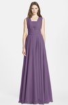 ColsBM Nala Chinese Violet Simple Wide Square Sleeveless Zip up Chiffon Floor Length Bridesmaid Dresses