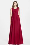 ColsBM Nala Dark Red Simple Wide Square Sleeveless Zip up Chiffon Floor Length Bridesmaid Dresses