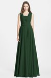 ColsBM Nala Hunter Green Simple Wide Square Sleeveless Zip up Chiffon Floor Length Bridesmaid Dresses