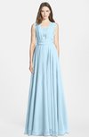 ColsBM Nala Ice Blue Simple Wide Square Sleeveless Zip up Chiffon Floor Length Bridesmaid Dresses