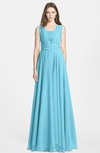 ColsBM Nala Light Blue Simple Wide Square Sleeveless Zip up Chiffon Floor Length Bridesmaid Dresses